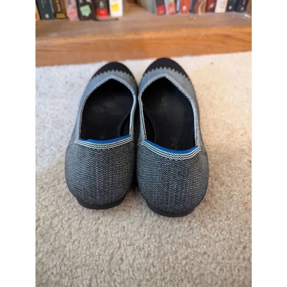 Rothy's The Flat Gray Mist Captoe Ballet Classic Shoes Gray | Black Size 9 - Picture 2 of 5